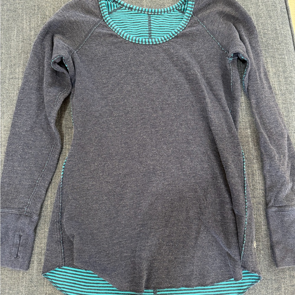 Lululemon Gray and Teal Long Sleeve Top